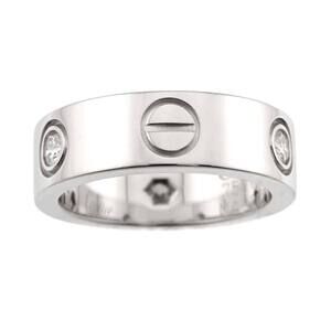 CARTIER Authentic 18k Silver Diamond Love Ring #48